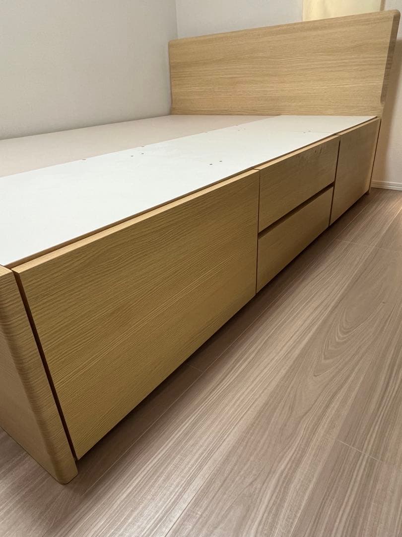 NITORI ニトリ ダブルベッドフレーム 引き出し付き ナチュラルウッド