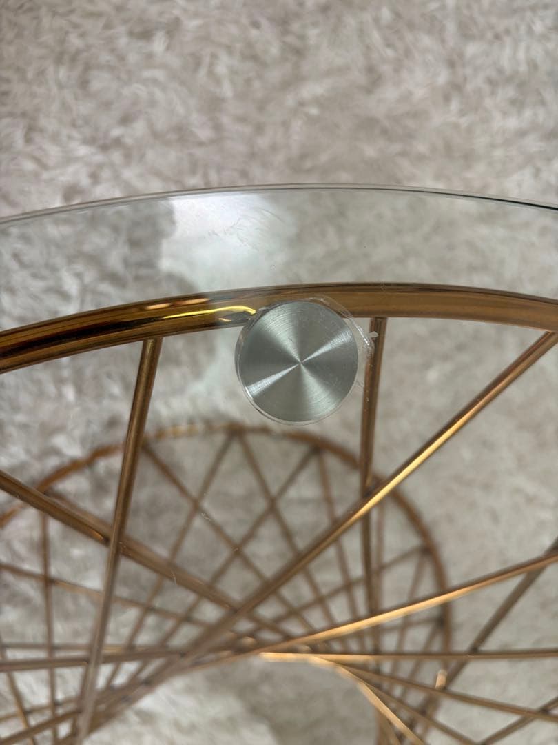 早い者勝ち！フランフラン ガラステーブル コーヒーテーブル クリア×ゴールド