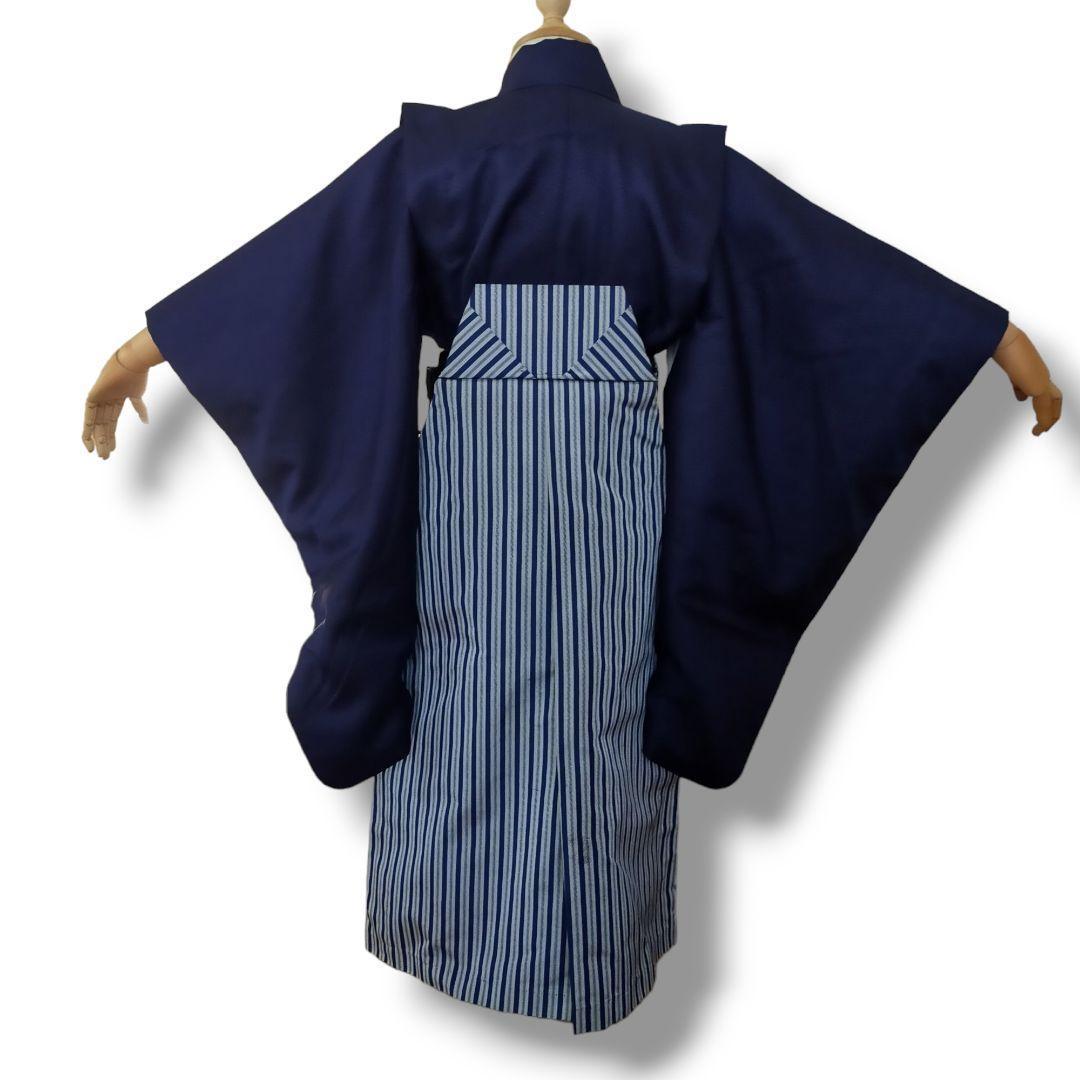 七五三 男の子 5歳 着物 セット 一式 紺 水色 ブルー 兜 几帳 0506