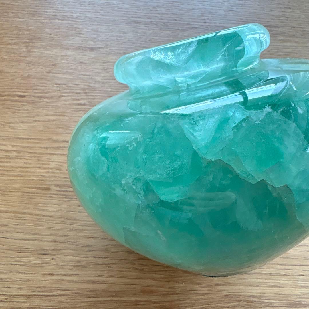 フローライト 蛍石 原石 花瓶　グリーン