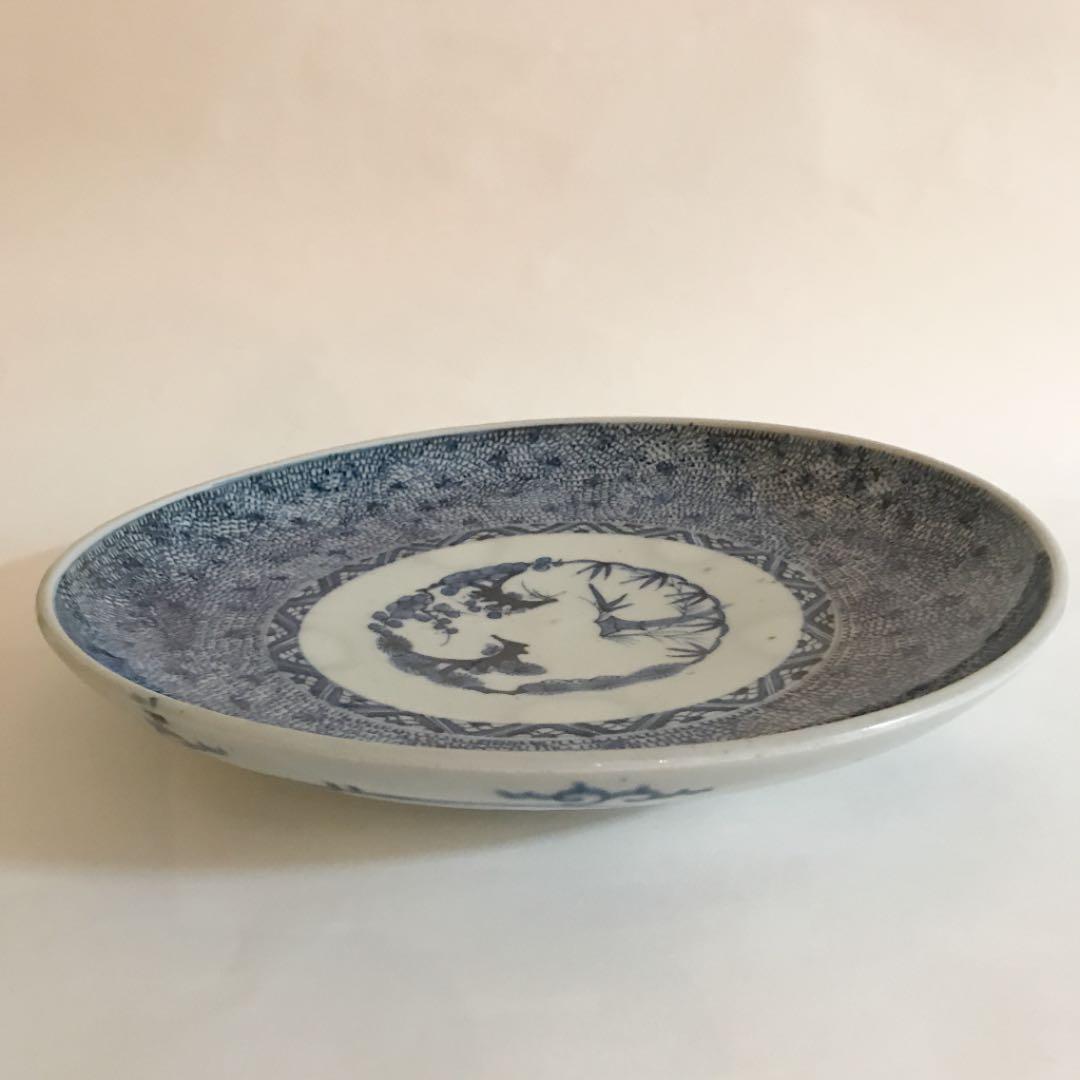 みじん唐草松竹梅文骨董大皿