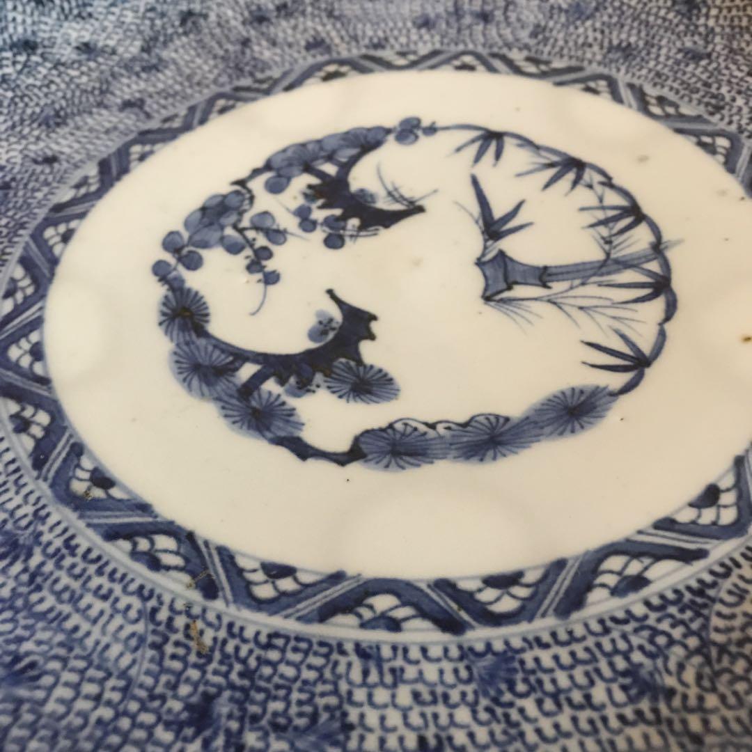 みじん唐草松竹梅文骨董大皿