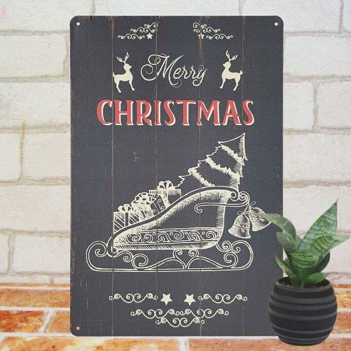 デザイン看板A4】クリスマスツリー黒★ポスター絵アートパネル壁かわいい飾り付け