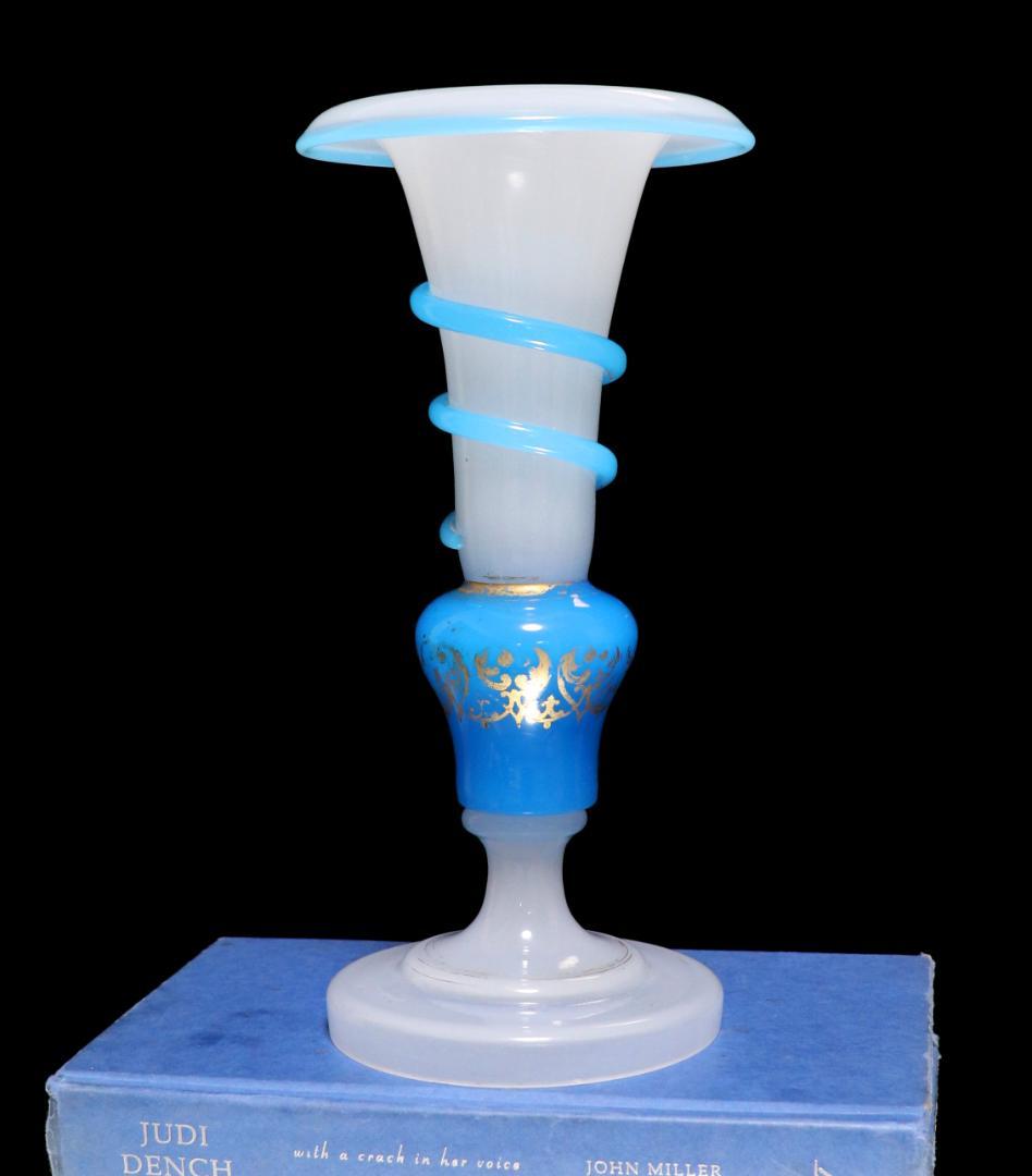 オールド・バカラ 美術館級 1855年 ブルースネーク 円錐型金彩大型壺 花瓶