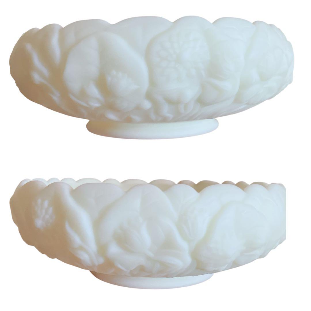 フェントン　ウランガラス　ディプレッショングラス　ボウル　カスタードガラス