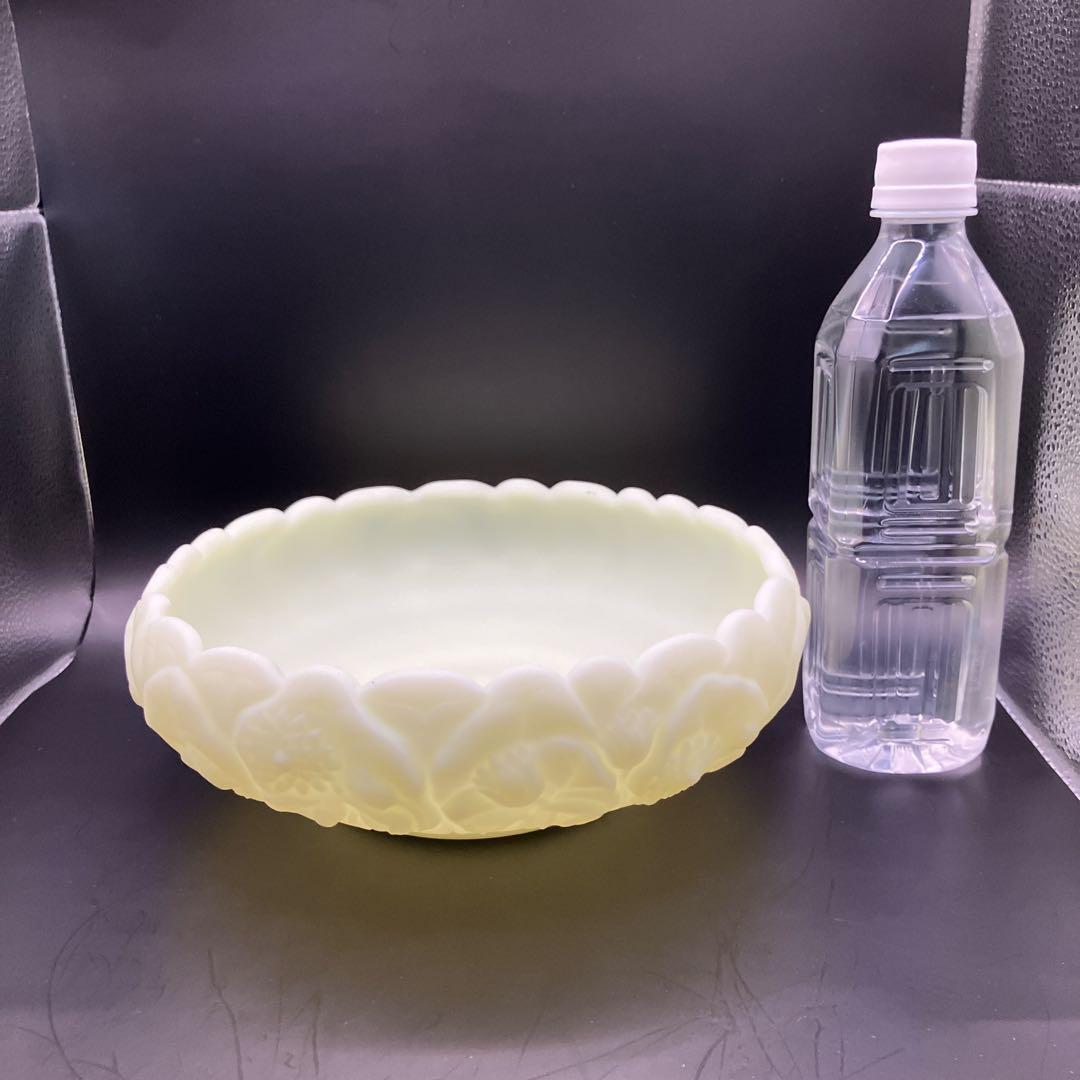 フェントン　ウランガラス　ディプレッショングラス　ボウル　カスタードガラス