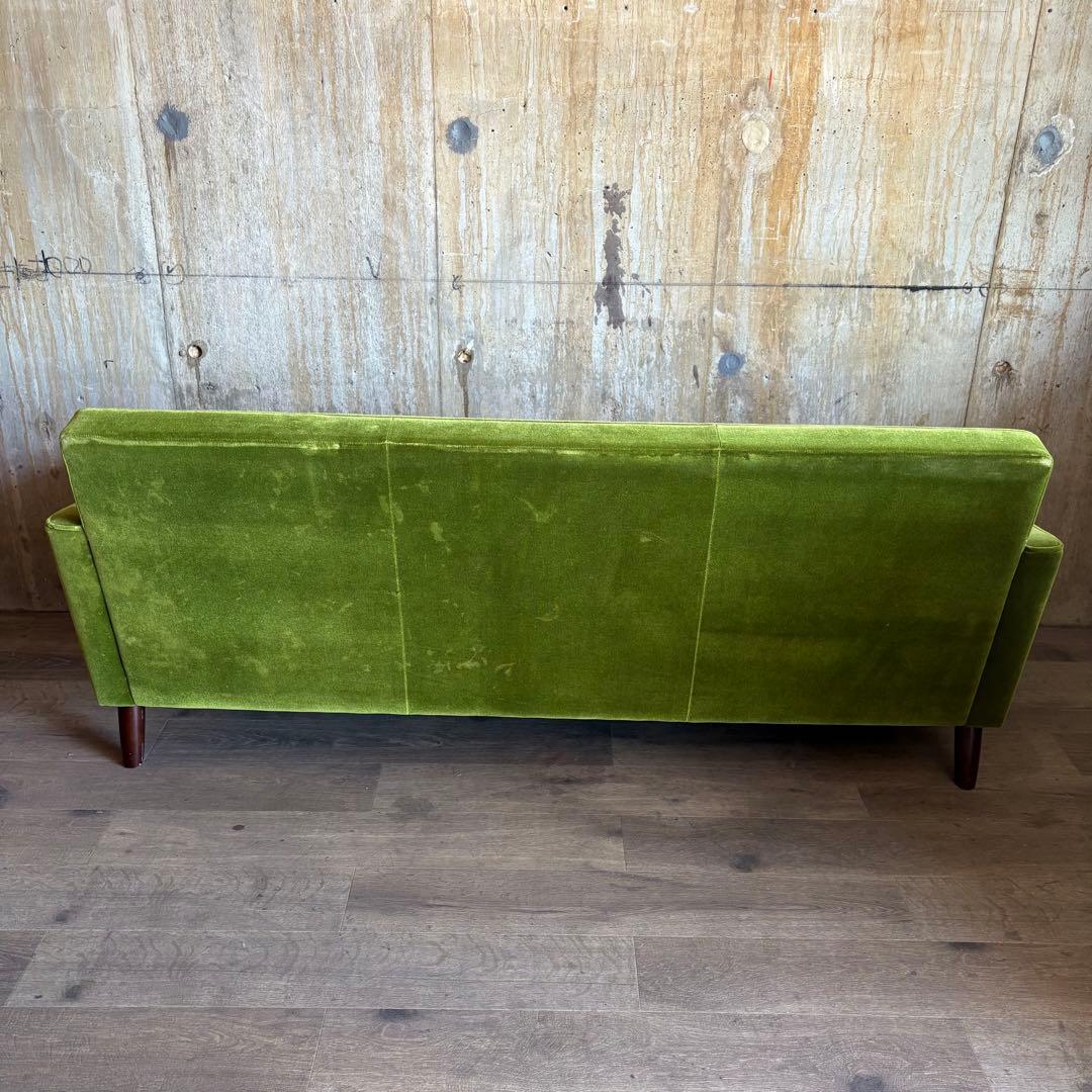 カリモク60 ロビーチェア　3シーター　モケットグリーン　現状品