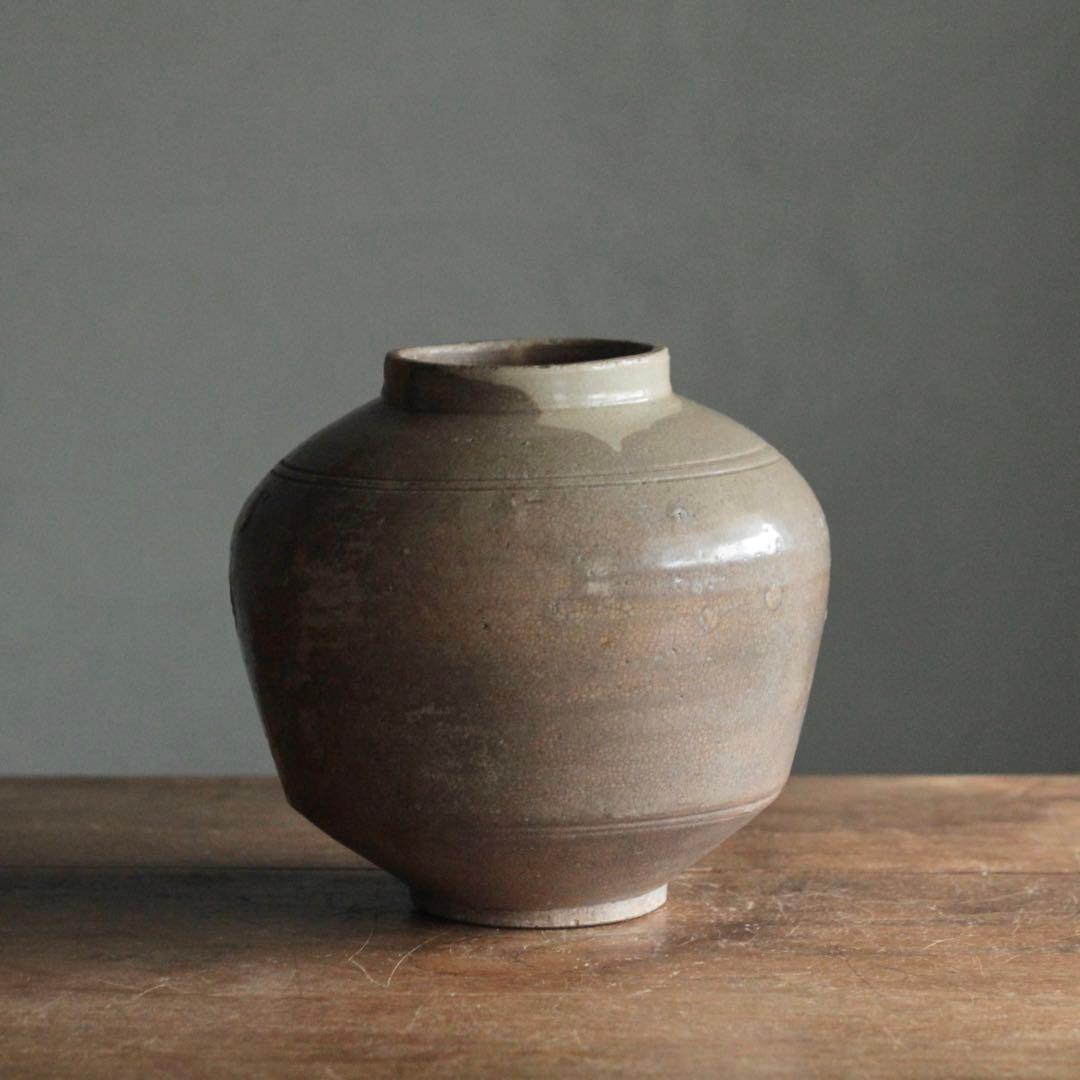景色豊かな 李朝 壺 朝鮮美術 雨漏り手 古美術 古道具 アンティーク