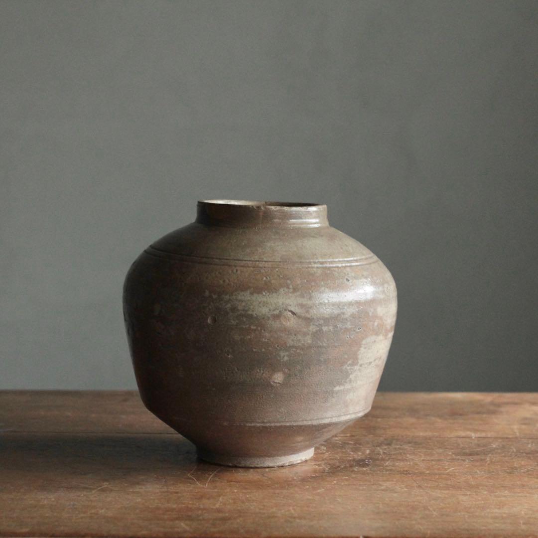 景色豊かな 李朝 壺 朝鮮美術 雨漏り手 古美術 古道具 アンティーク