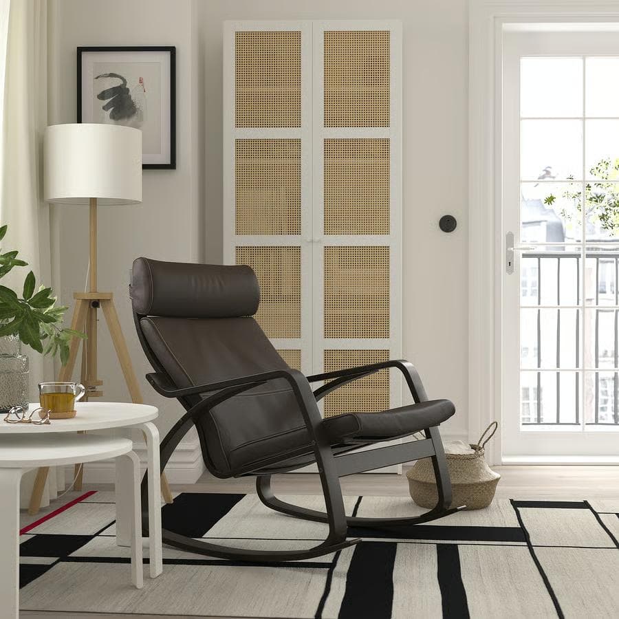 【本革 黒】POÄNG ポエング ロッキングチェア　ブラック本革　黒