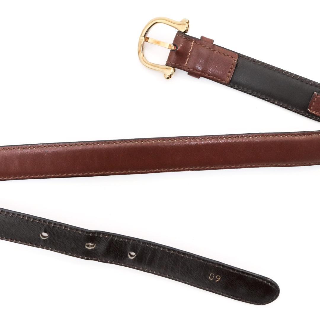 美品 CELINE 細身レザーベルト 茶 幅2cm サイズ60±3　1003