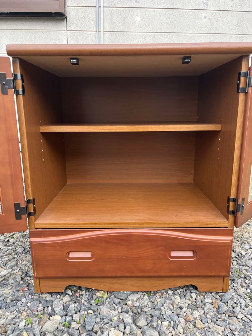 中古 木製キャビネット キッチンボード 木製チェスト 昭和レトロ