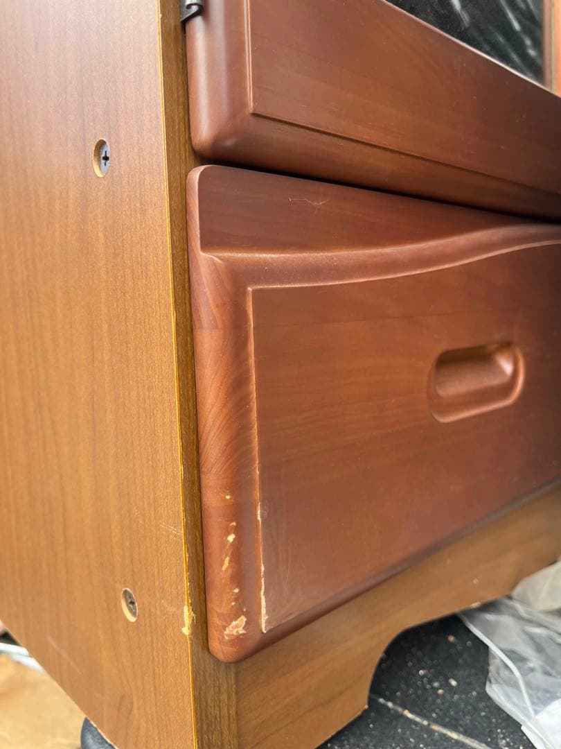 中古 木製キャビネット キッチンボード 木製チェスト 昭和レトロ