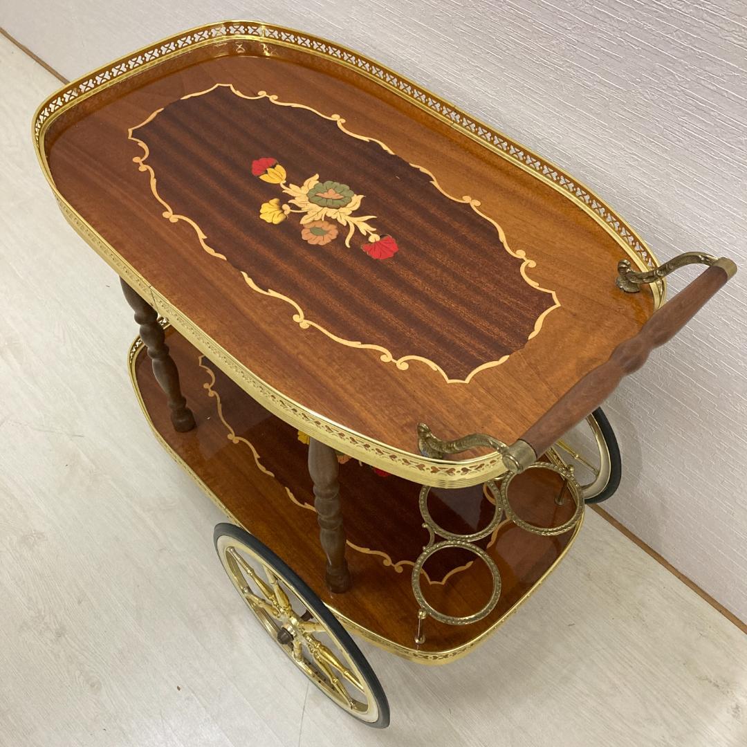 イタリア　クラシック　ワゴン　キッチンワゴン　象嵌