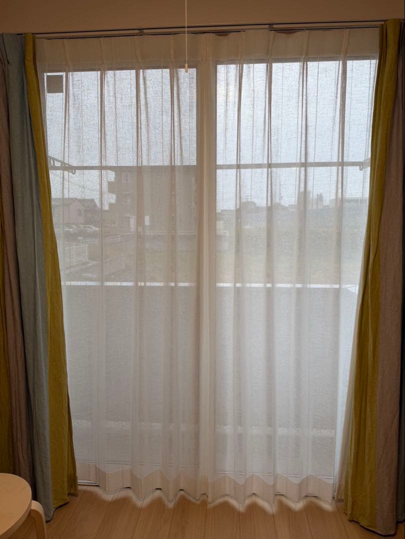 青と黄のグラデーション ドレープカーテン