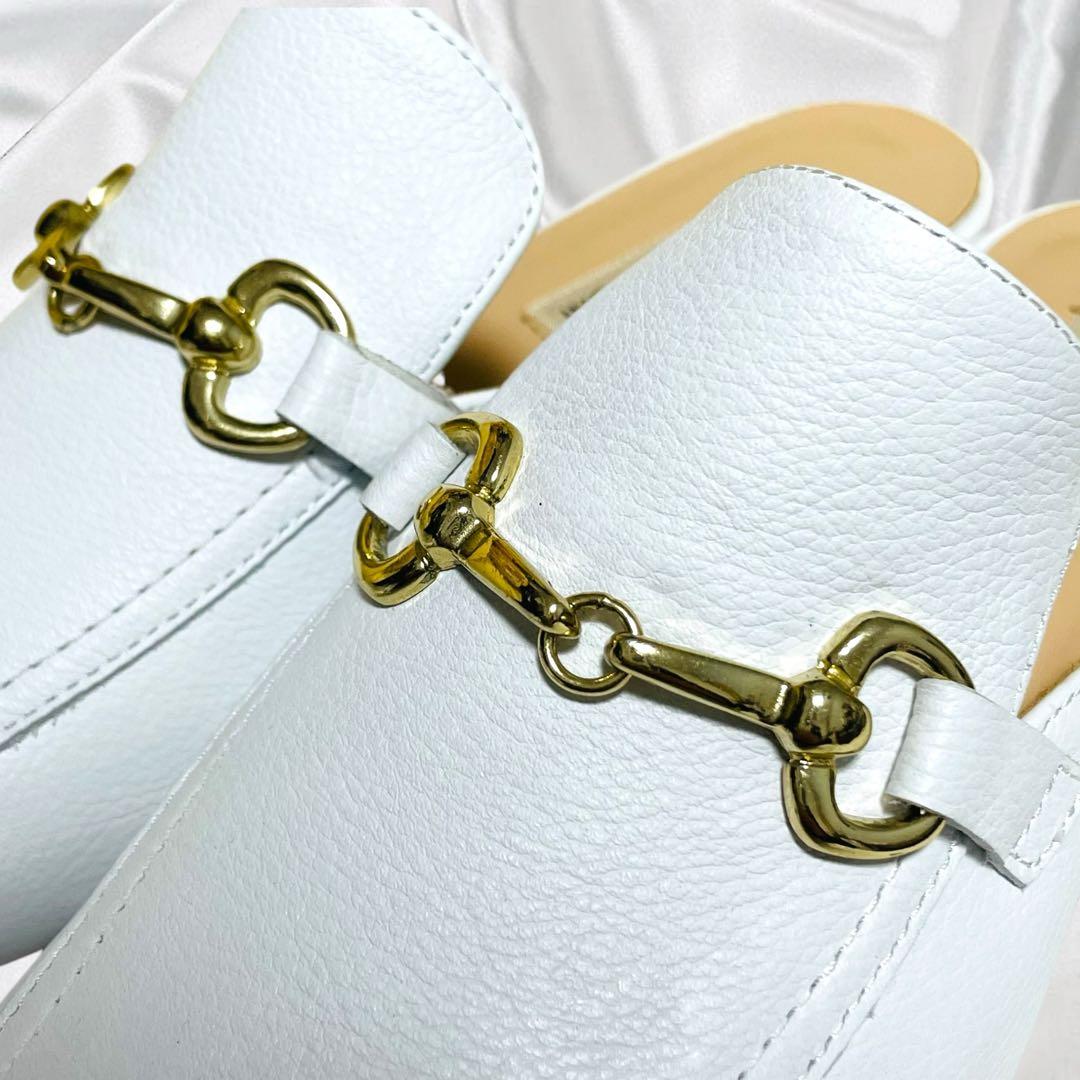 【FABIO RUSCONI】美品ビット ゴールド金具 シープレザー ミュール