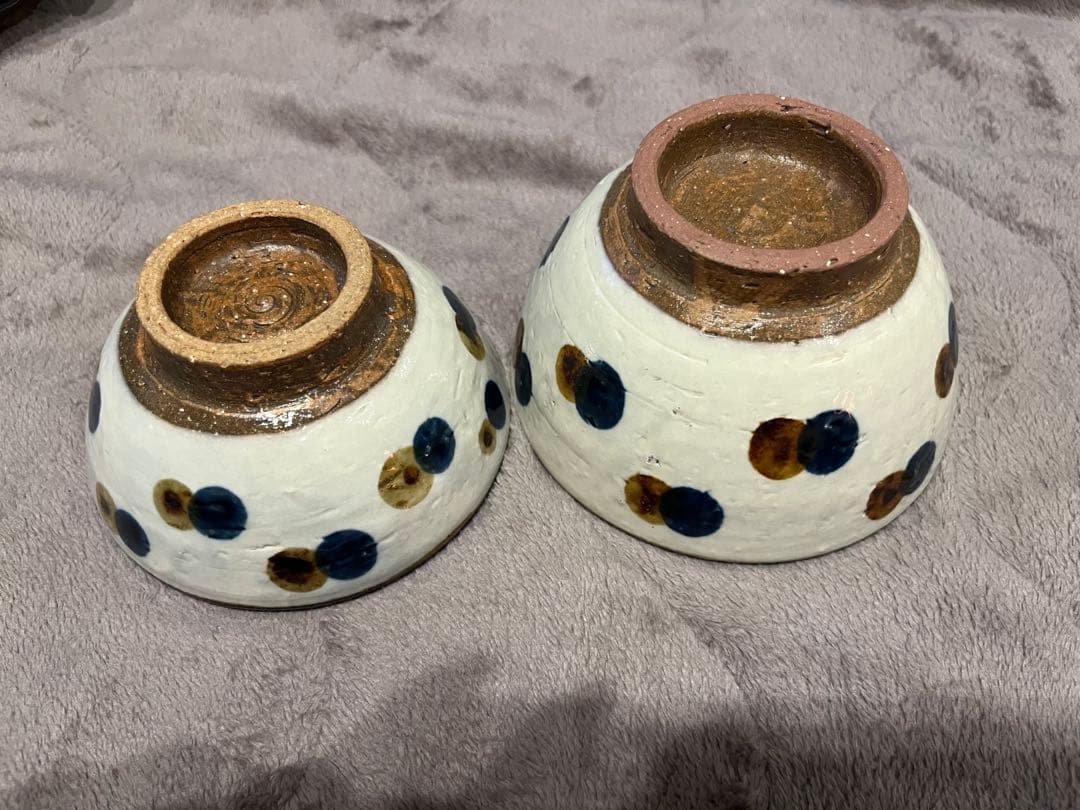 やちむん　大人気　水玉模様 陶器製飯碗 2個セット