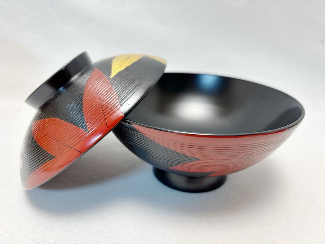 ほぼ未使用 懐石道具 木製漆器 千筋 金彩もみじ蒔絵 吸物椀 5客揃 共箱