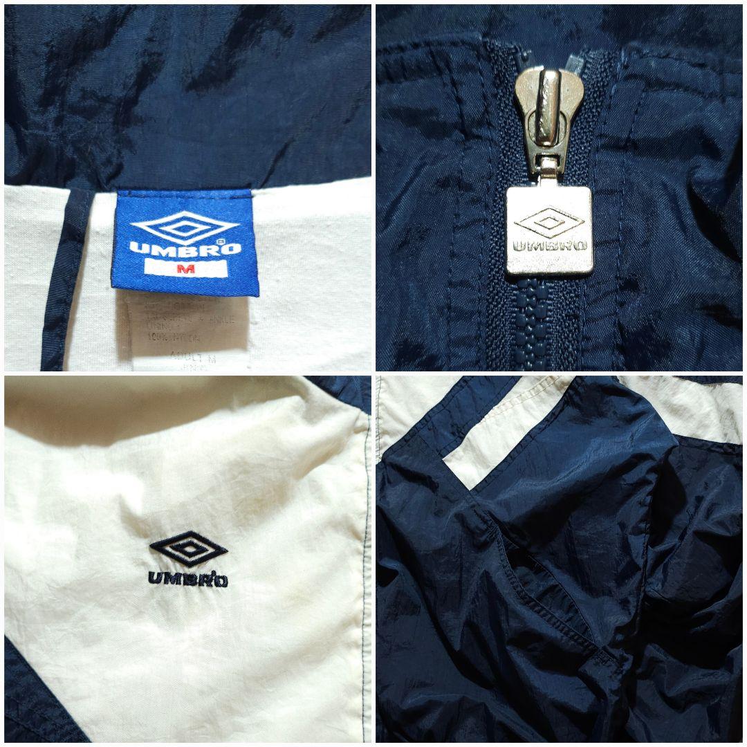 90s UMBRO アンブロナイロンジャケット 刺繍ロゴ 単丈 太アーム