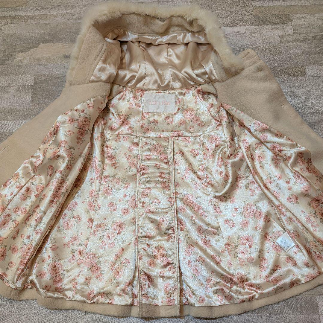 ★冬物最終セール★LIZ LISA 裏地ローズ柄 リボン Aラインコート