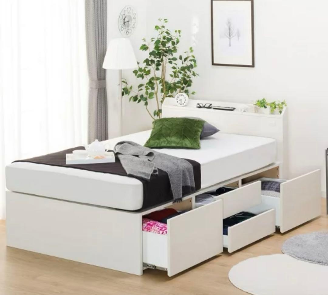 ミルク　ニトリ　セミダブルベッドフレーム（ジオ チェスト40J WW