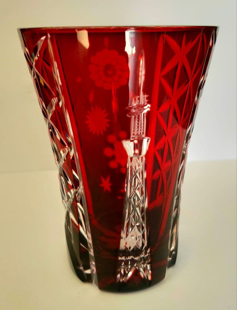 【受賞歴あり】江戸切子 赤 グラス｜職人手仕事｜伝統工芸｜人気色レッド