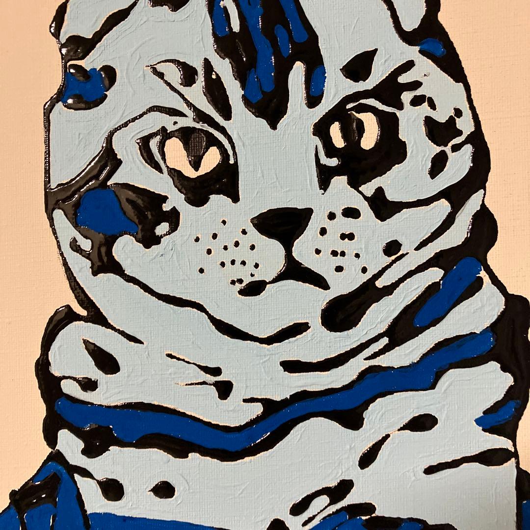 肉筆絵画　スコティッシュフォルド　ブルー