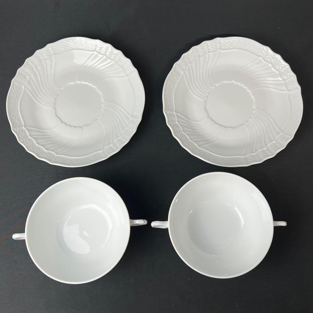 リチャードジノリ　ベッキオホワイト　スープカップ＆ソーサー　ペア