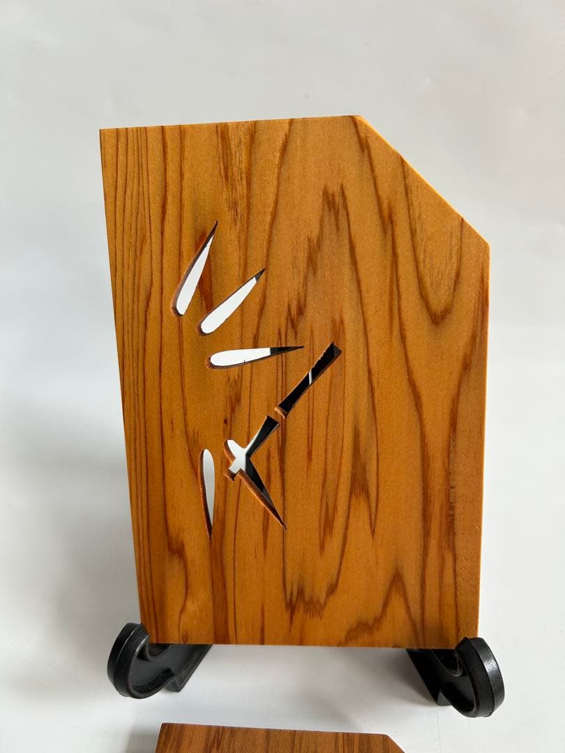 未使用　銘木 屋久杉 銘々皿 切り抜きデザイン 絵変わり　6枚セット