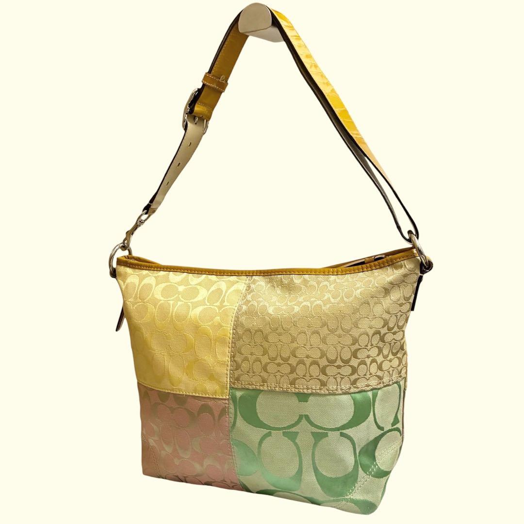 希少✨COACH コーチ パッチワーク マルチカラー Y2K ハンドバッグ