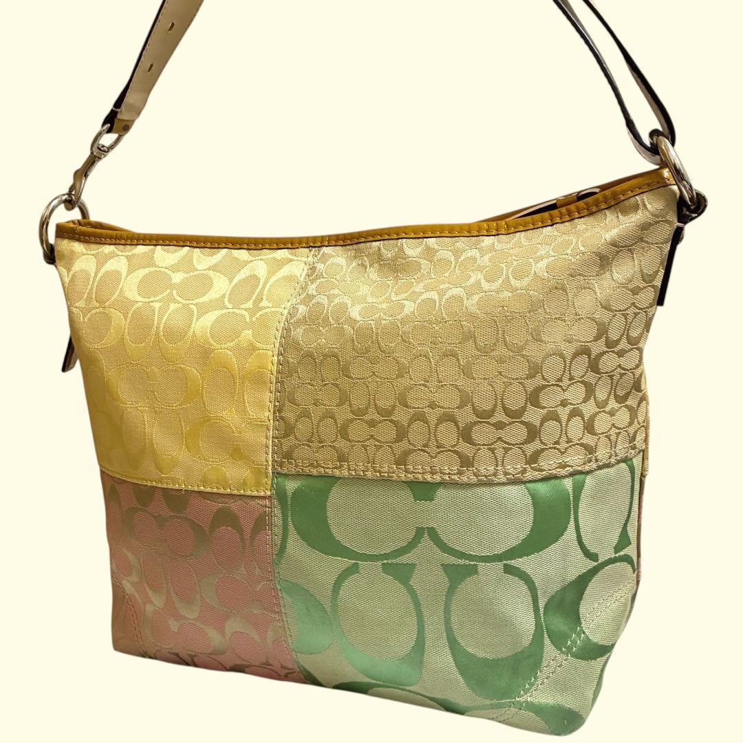 希少✨COACH コーチ パッチワーク マルチカラー Y2K ハンドバッグ