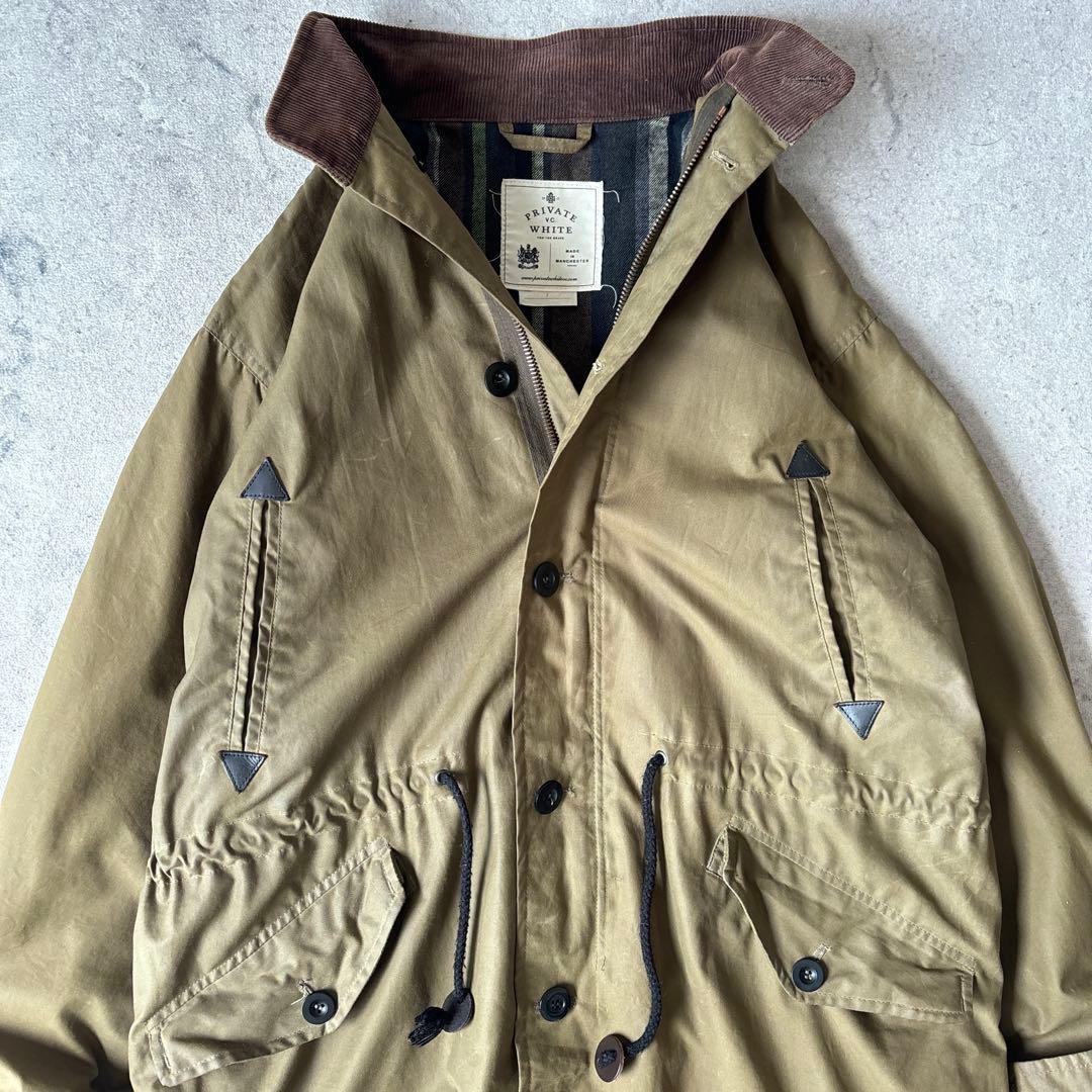 プライベートホワイト イギリス製 2→M ワックスコットン モッズコート カーキ