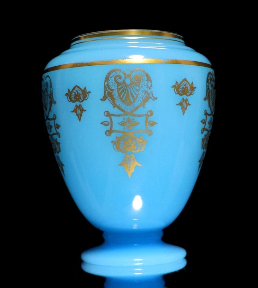 オールド・バカラ 1970年 金彩花瓶 エンパイア ブルー オパーリンクリスタル