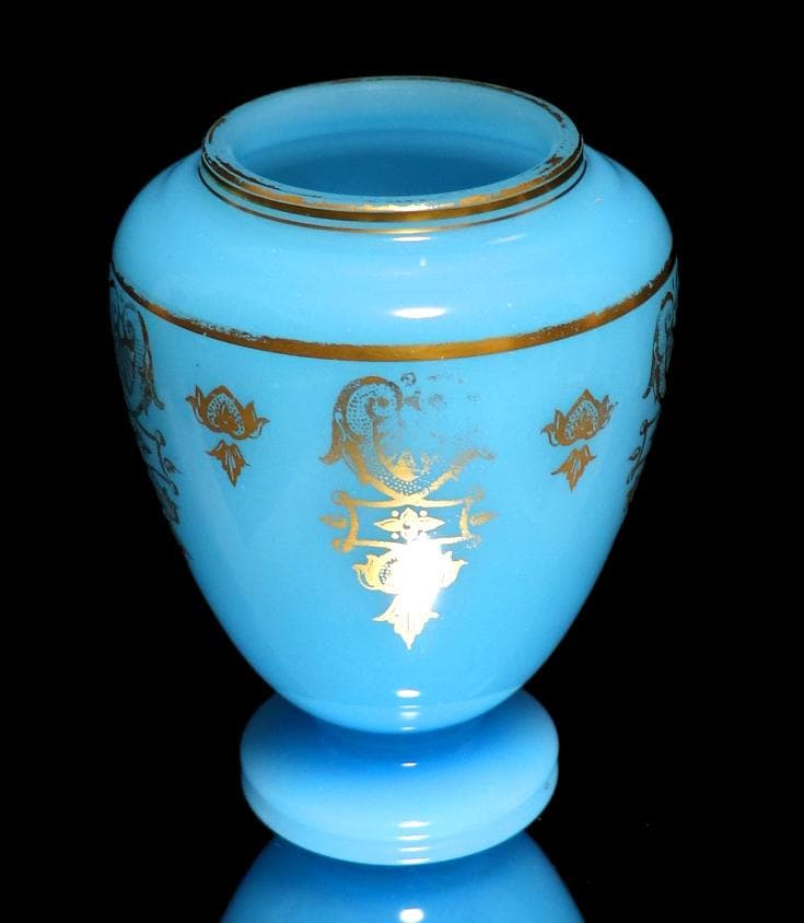 オールド・バカラ 1970年 金彩花瓶 エンパイア ブルー オパーリンクリスタル