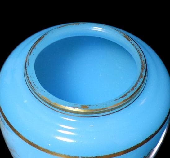 オールド・バカラ 1970年 金彩花瓶 エンパイア ブルー オパーリンクリスタル