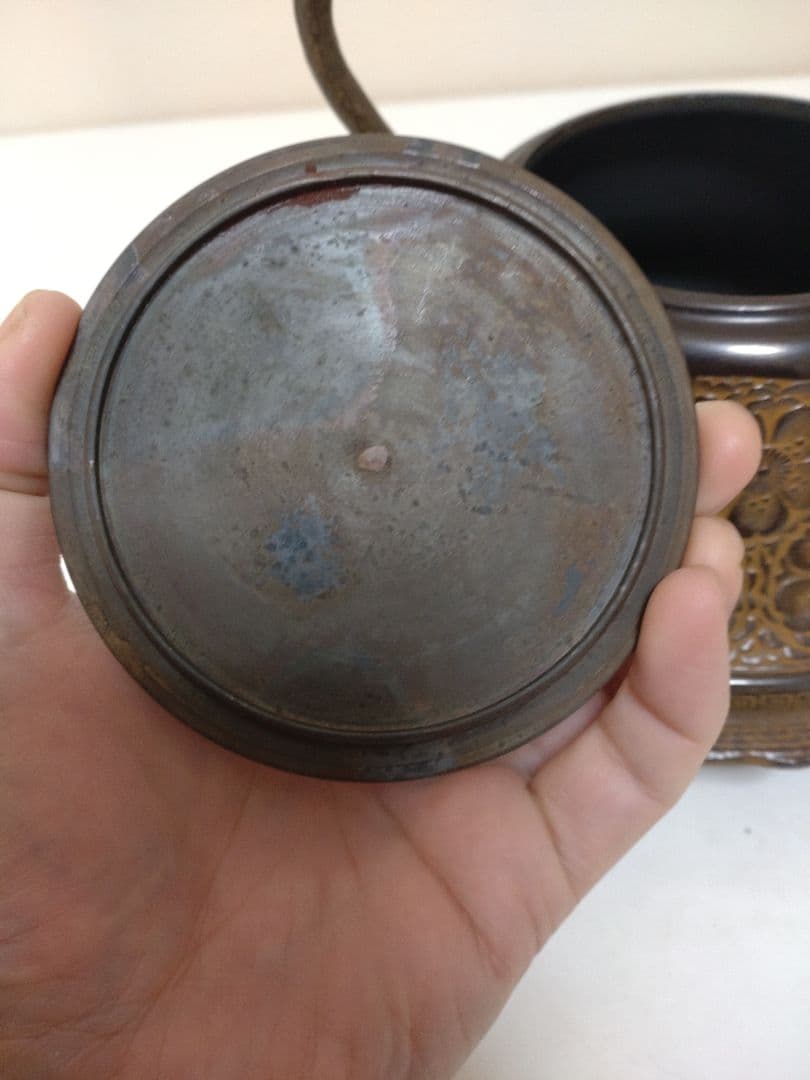 鉄瓶 龍盛堂 桜紋鉄瓶 栞 茶道具 煎茶道具