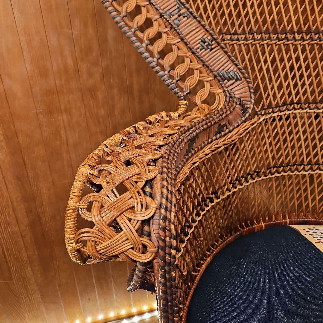 特大 希少 ヴィンテージ ピーコックチェア ラタンピーコック エマニエル婦人