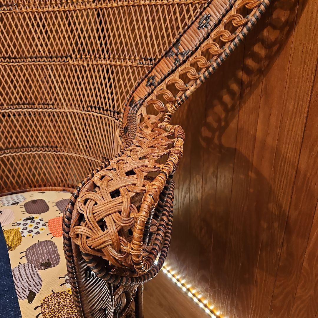 特大 希少 ヴィンテージ ピーコックチェア ラタンピーコック エマニエル婦人