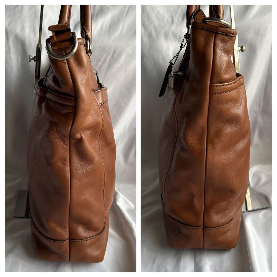 【人気】COACH レザー 2way ビジネスバッグ ショルダー A4 ブラウン