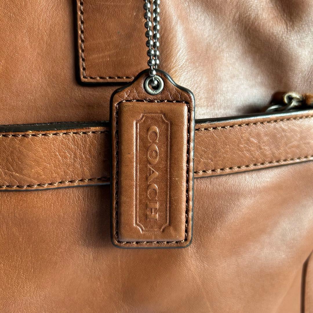 【人気】COACH レザー 2way ビジネスバッグ ショルダー A4 ブラウン
