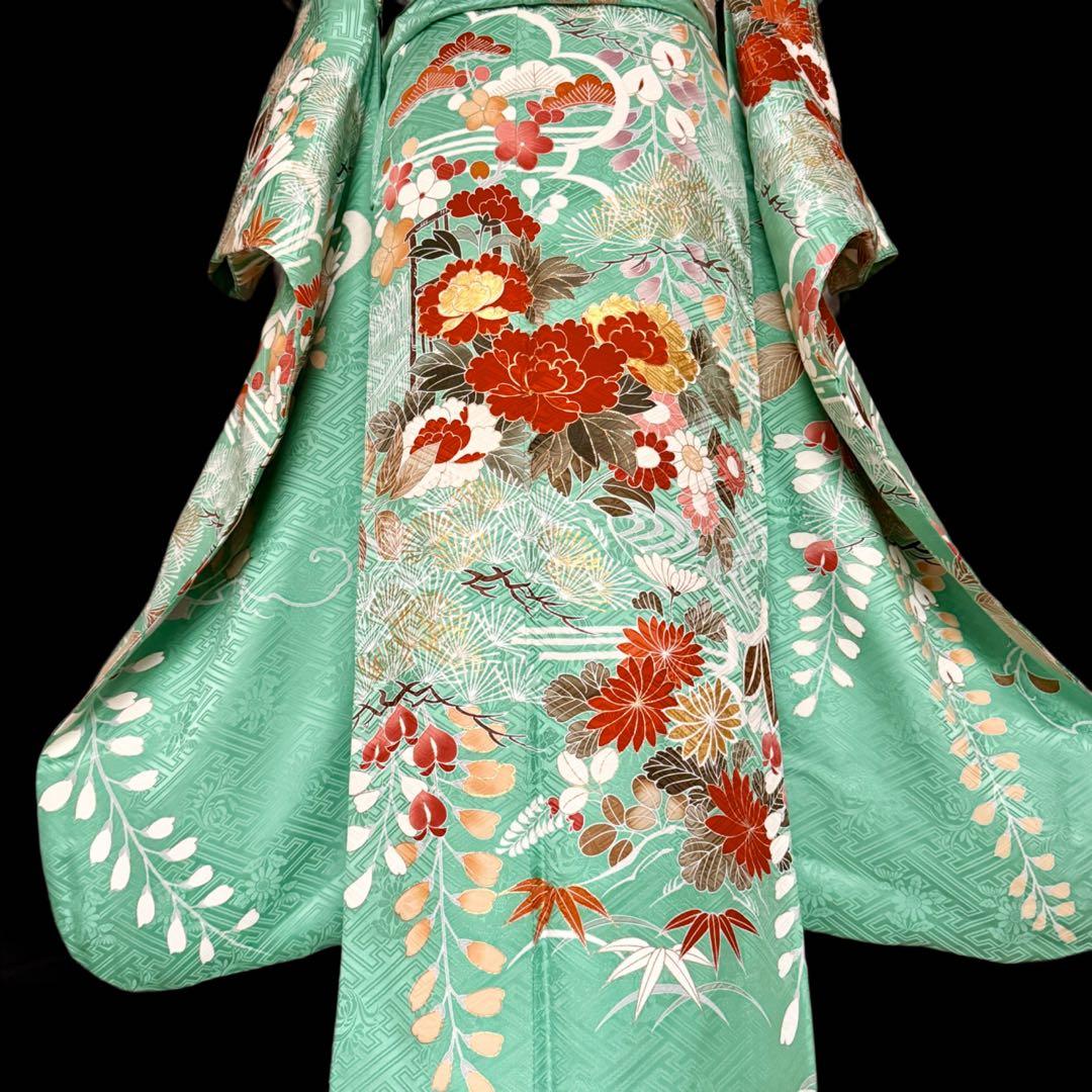 極上　美品振袖フルセット　手挿し友禅　正絹長襦袢　古典柄　成人式　155〜165