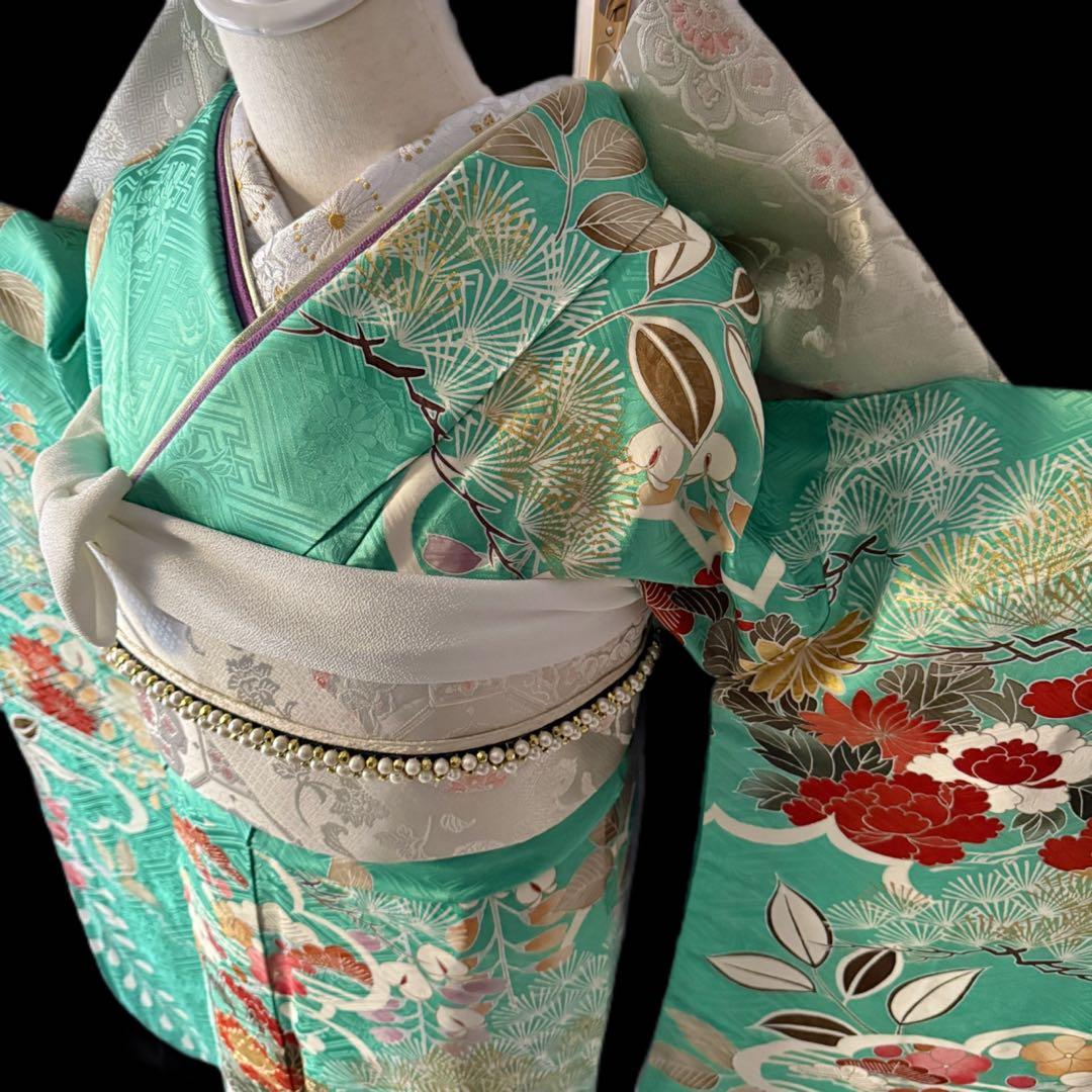 極上　美品振袖フルセット　手挿し友禅　正絹長襦袢　古典柄　成人式　155〜165