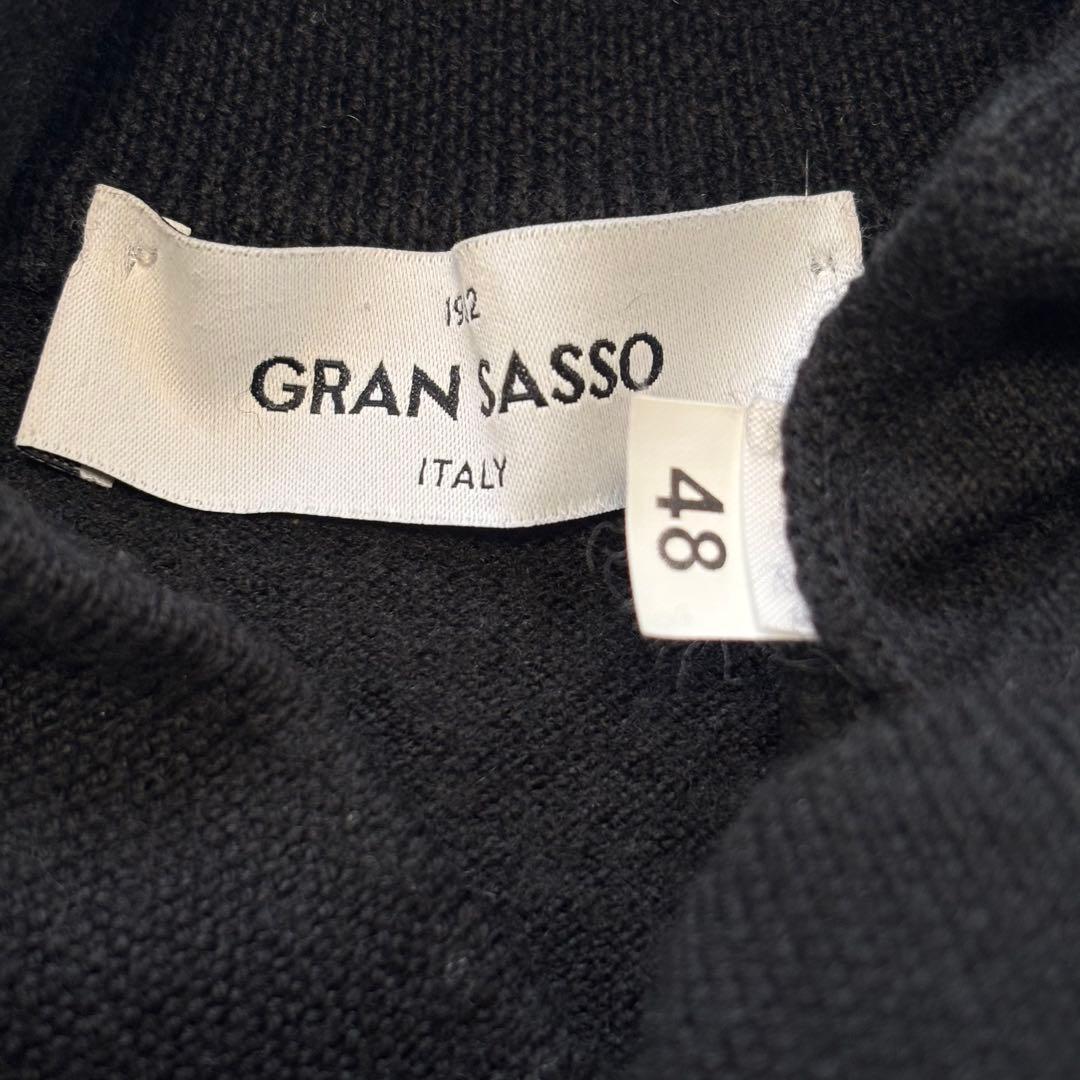 Gran Sasso モックネック 48 ニット セーター 黒 ウール100%