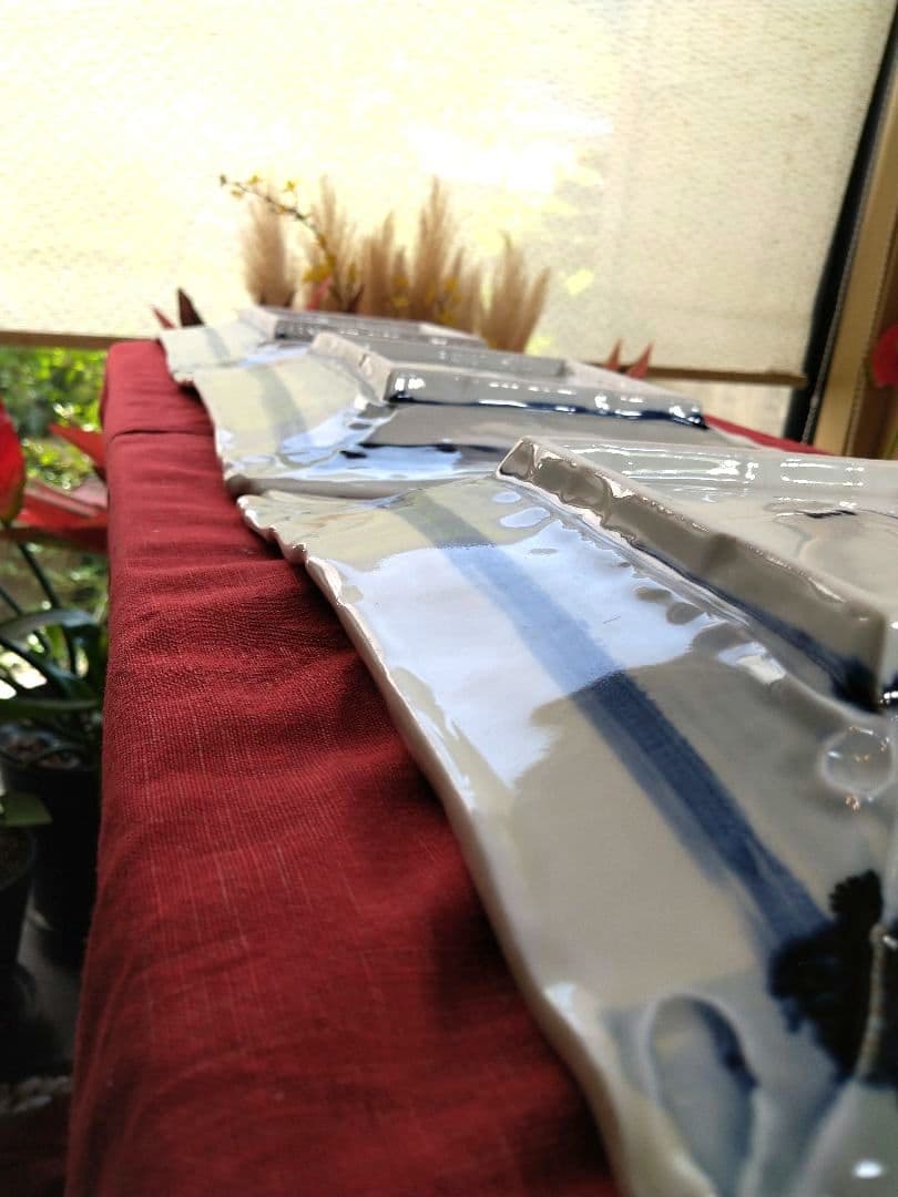 ♦ブロが選ぶ【高級皿・人気の美濃焼・ 庄右ェ門作】デザイン【扇型超特大皿】３皿