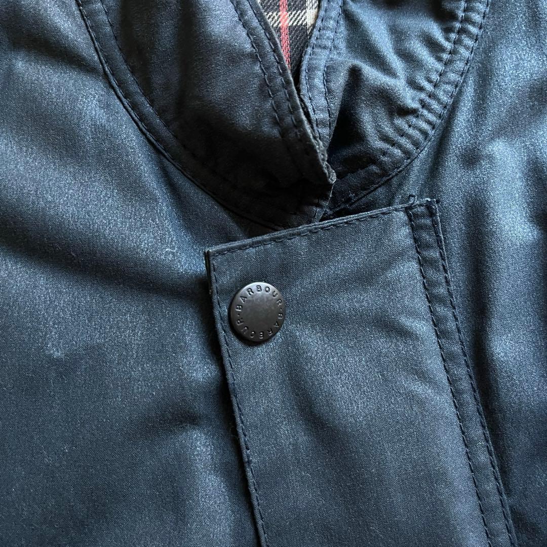 美品 Barbour オイルドベスト ネイビー S イングランド 2ワラント