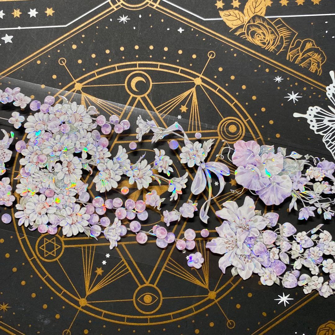 【9311】海外　マステ　中古巻　貝殻光マスキングテープ　お花　装飾系