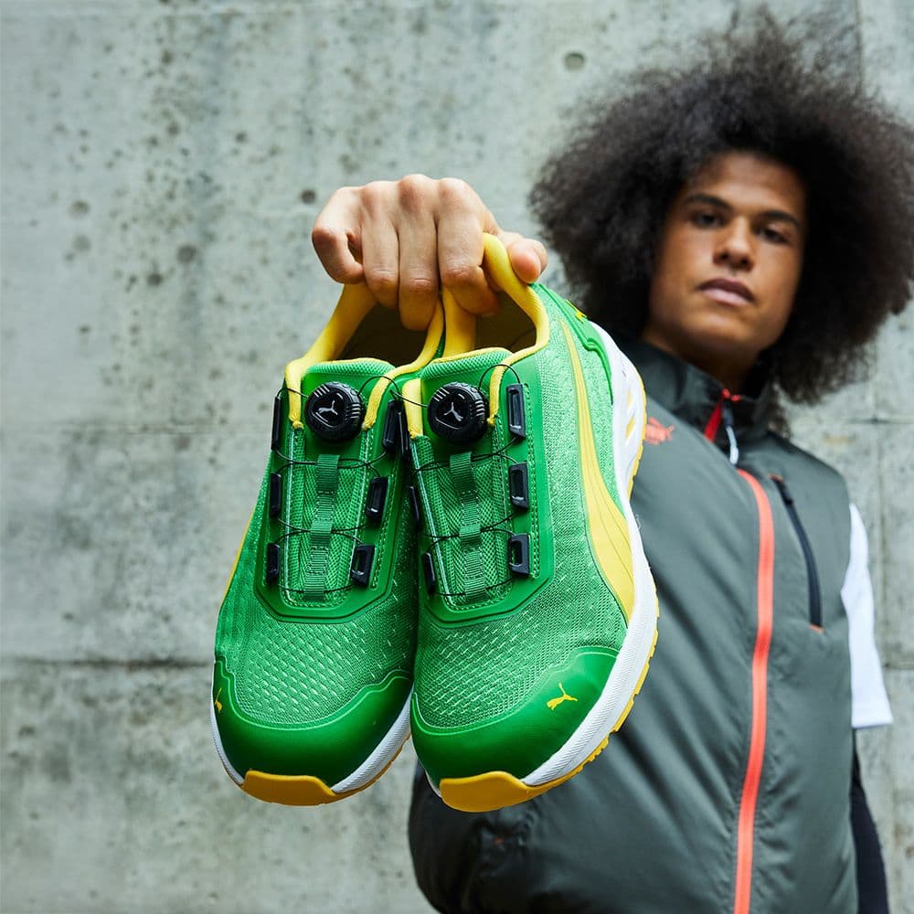 プーマ安全靴#64.408 26.5cmグライドグリーンディスク