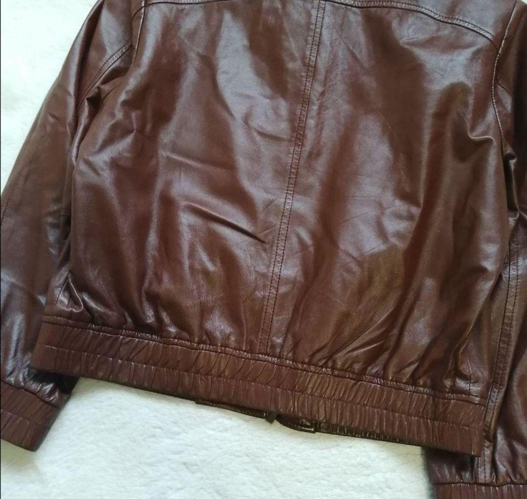 セオリー　レザージャケット　ラム　シングルライダース　ノーカラー　ブラウン