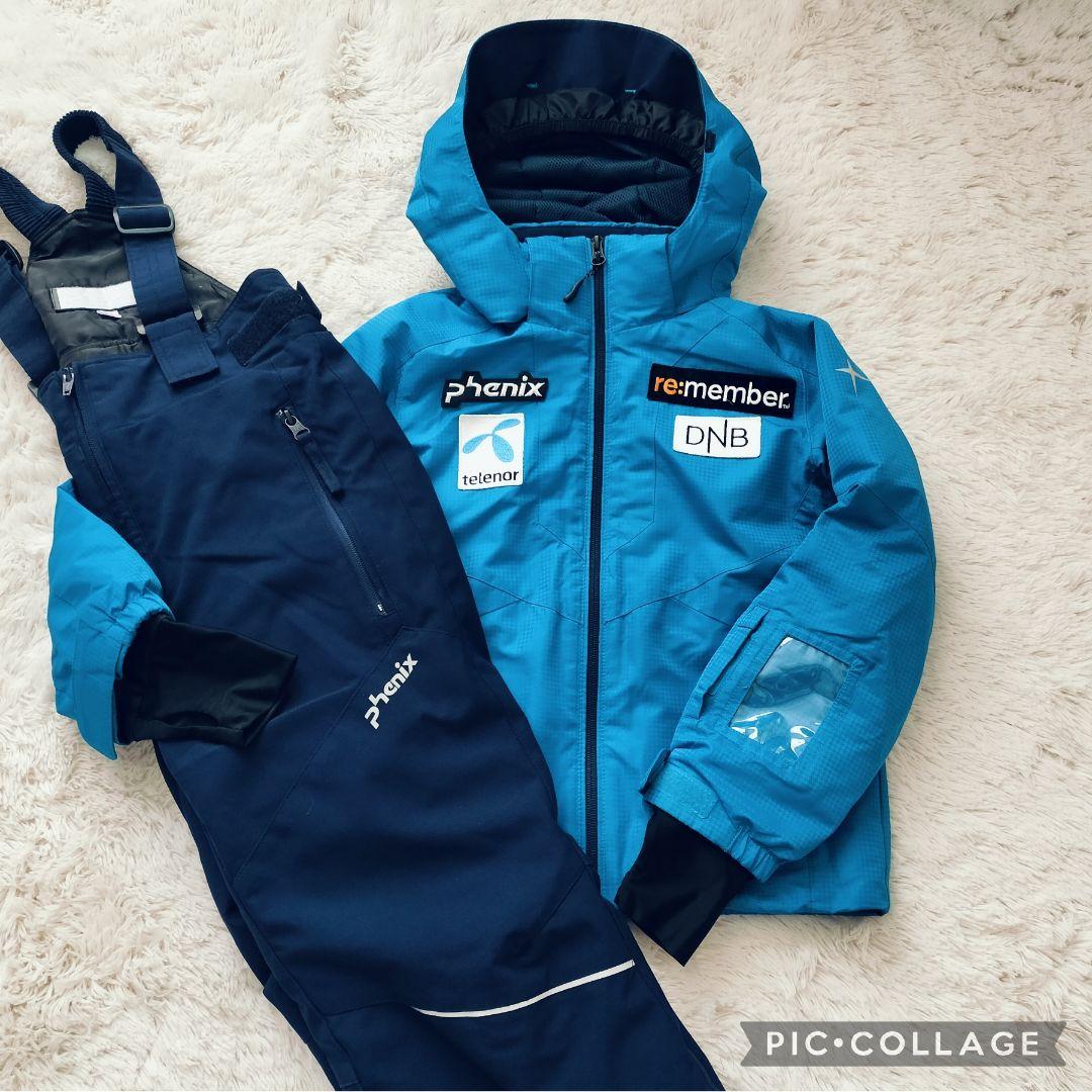 美品☆phenix アルペンモデル　スキーウェア ボーイズ130 青紺　上下