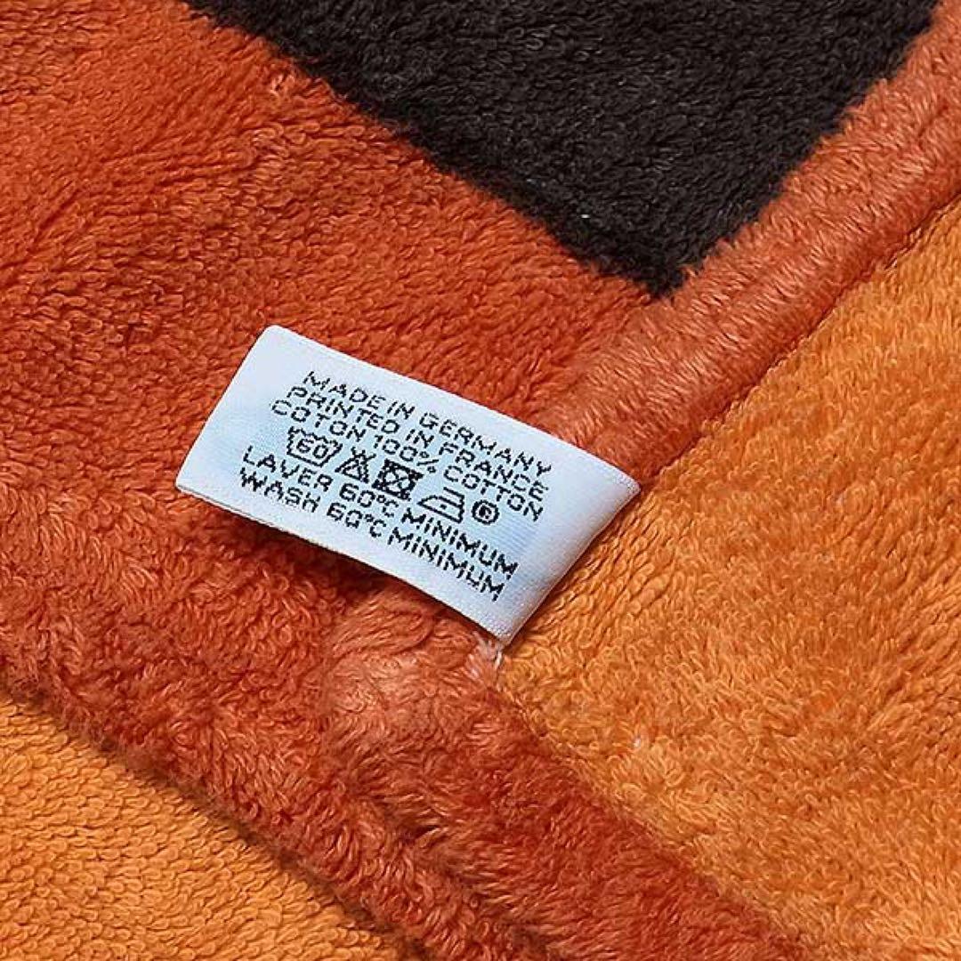 【HERMES】幾何学模様 ビーチタオル タオルケット 大判 オレンジ